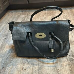 Large Black Leather Mulberry classic bayswater Satchel